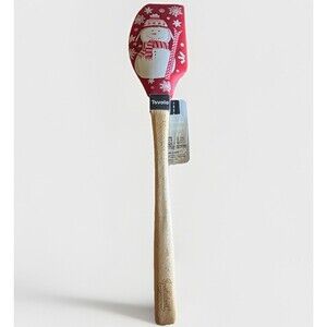 Sur la Table Tovolo Snowman Silicone Spatula Scraper Red‎ Wood Handle 13”